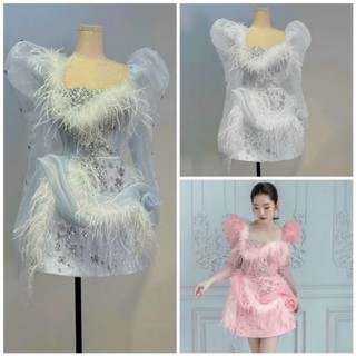 ĐẦM TAY PHỒNG LÔNG VŨ ĐÍNH ĐÁ