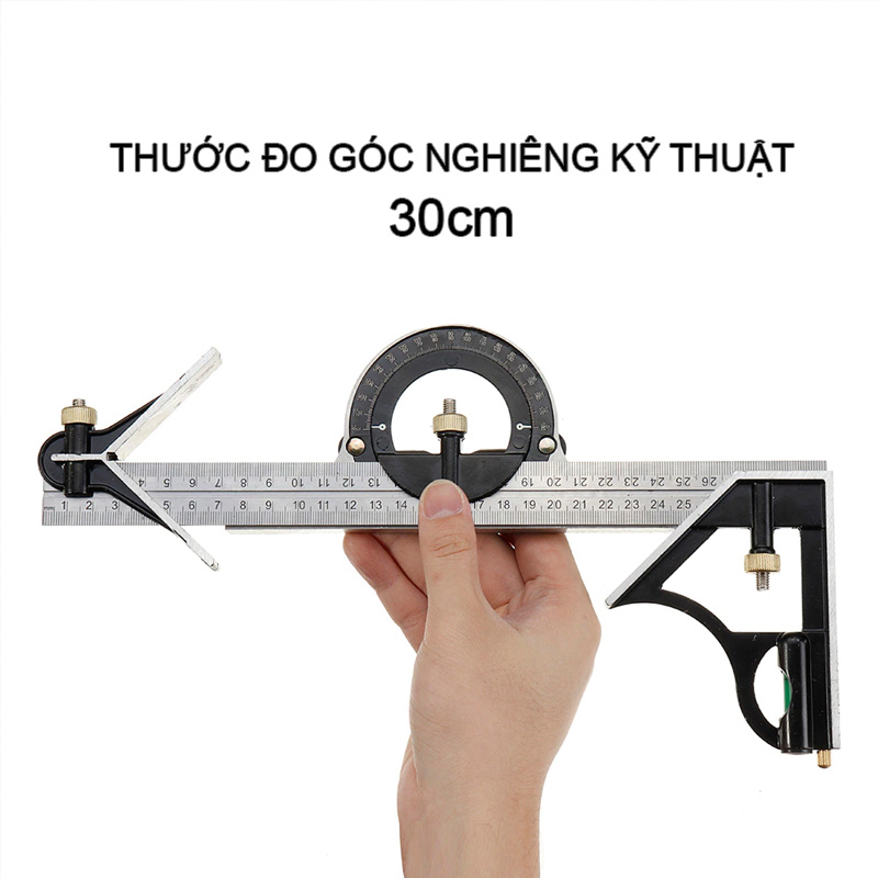 Thước thủy đo góc đa năng, thước góc vuông kèm nivo 30cm