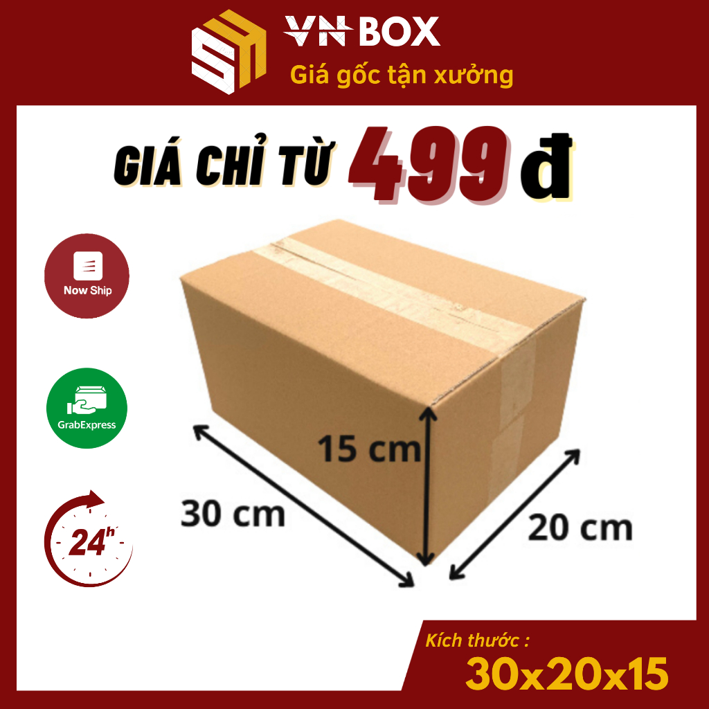 30x20x15 Hộp carton đóng hàng, hộp giấy gói hàng đựng giày dép, mỹ phẩm phụ kiện giá xưởng - VN Box