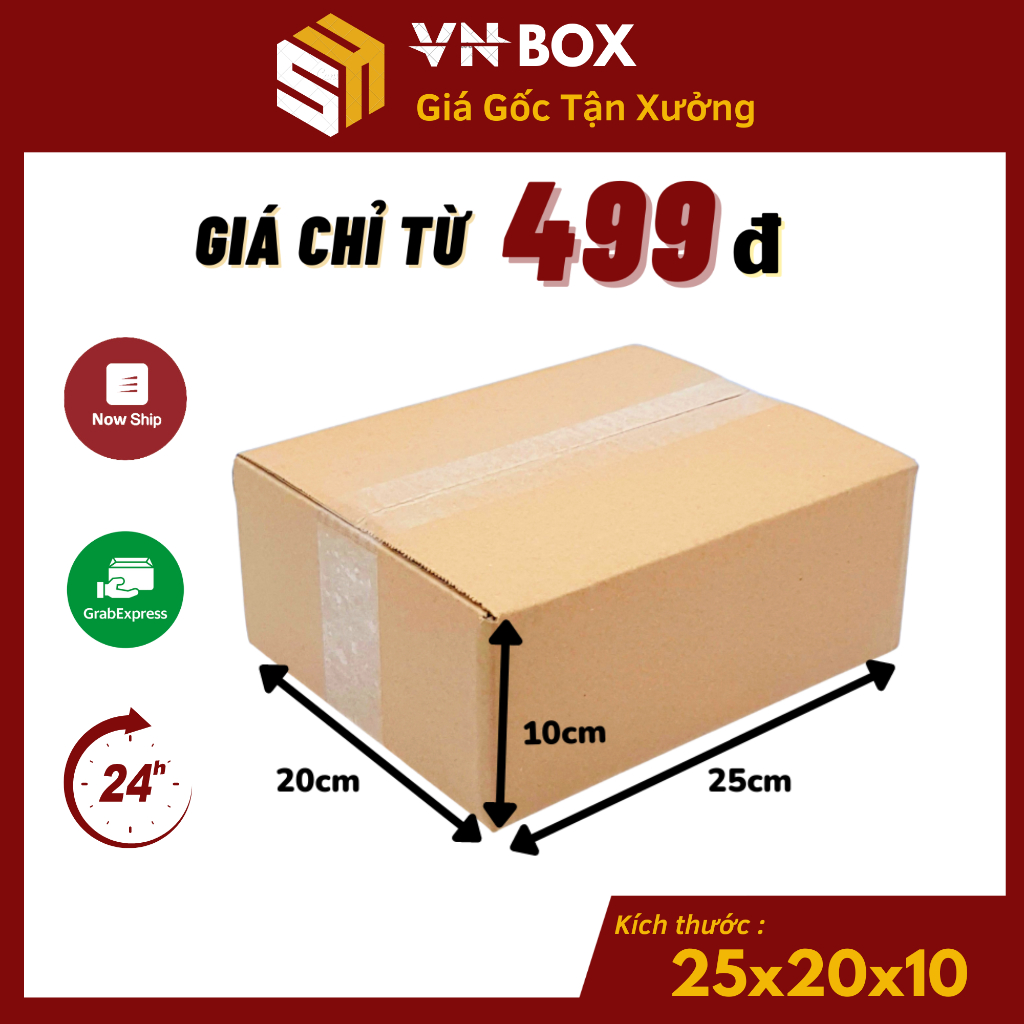 25x20x10 Combo 100 hộp carton đóng hàng, hộp giấy gói hàng tiện lợi - VN BOX