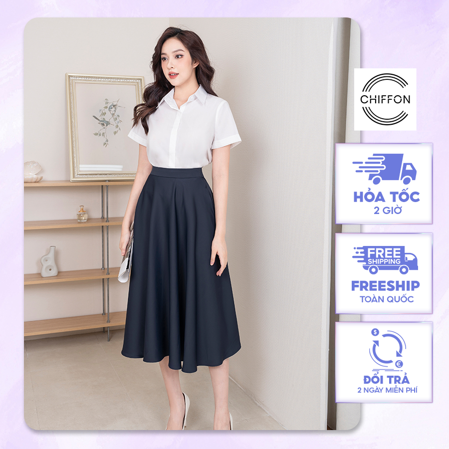 Chân váy xòe dáng dài cao cấp Chiffon