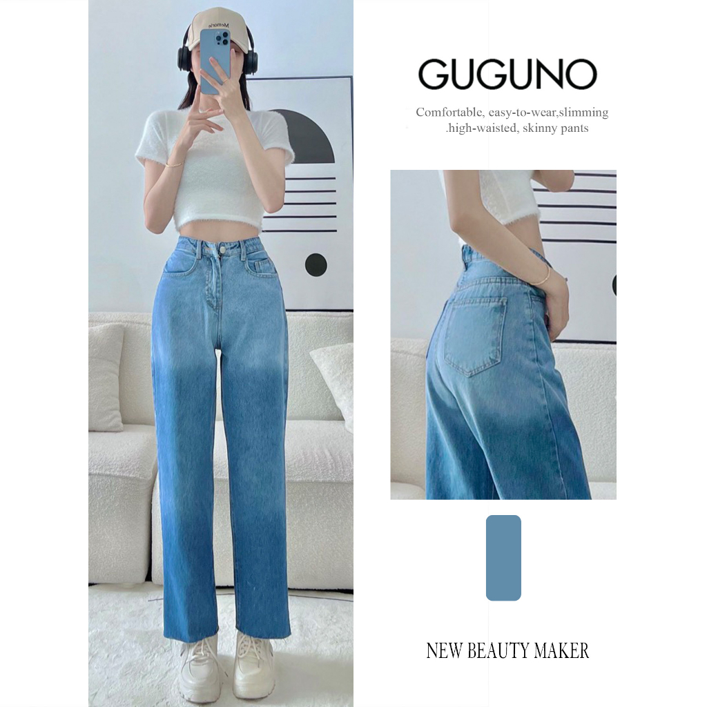 Quần jeans ống rộng Guguno nữ (quần jeans nữ, quần jean nữ, quần rin nữ, quần bò nữ)