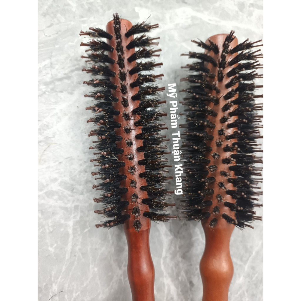 LƯỢC TRÒN SẤY TÓC TẠO KIỂU - Lô sấy tóc cán gỗ TRÒN