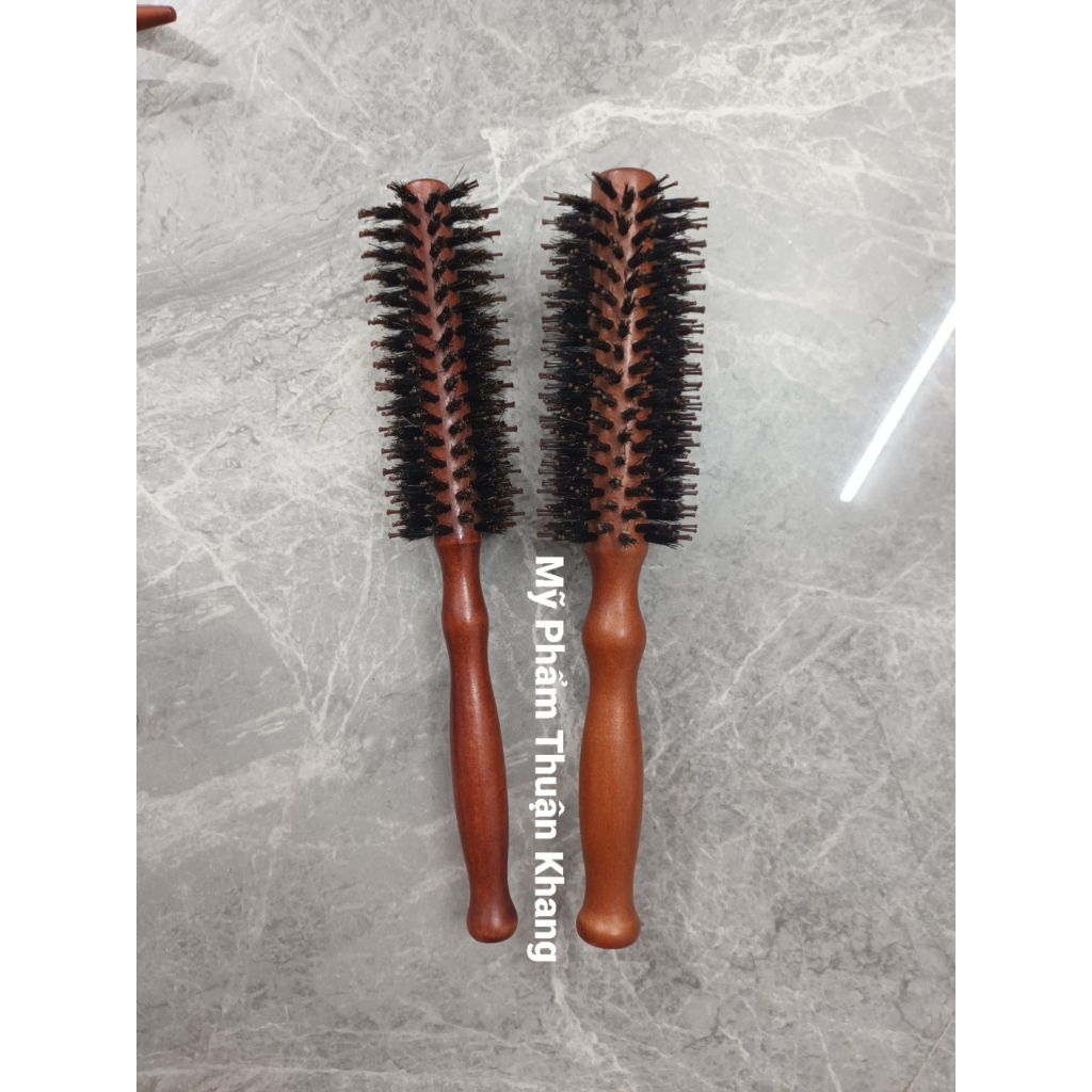 LƯỢC TRÒN SẤY TÓC TẠO KIỂU - Lô sấy tóc cán gỗ TRÒN