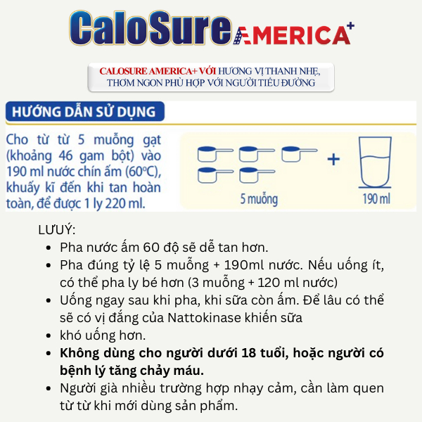 Calosure America+ 800g  bảo vệ cơ xương khớp, tim mạch, chống đột quỵ - VitaDairy