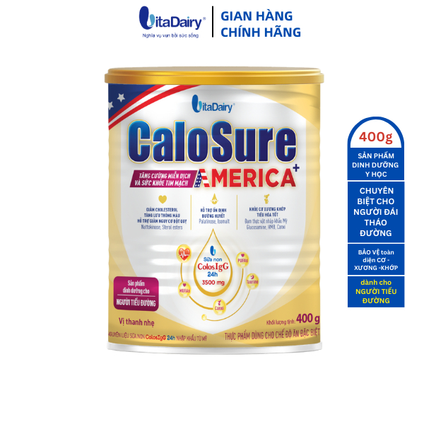 Sữa bột Calosure America+ 400g (Tiểu đường) bảo vệ cơ xương khớp, tim mạch, chống đột quỵ, tăng miễn dịch - VitaDairy