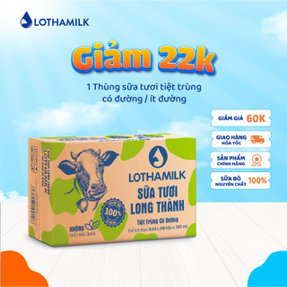 Thùng 48 hộp sữa tươi tiệt trùng có đường/ ít đường Lothamilk 180ml (180ml x 48)