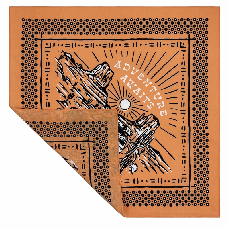 Khăn bandana vintage màu xanh cam - Khăn turban đội đầu Song An Eco