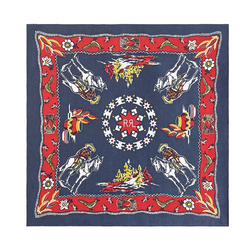 Khăn bandana vintage màu xanh cam - Khăn turban đội đầu Song An Eco