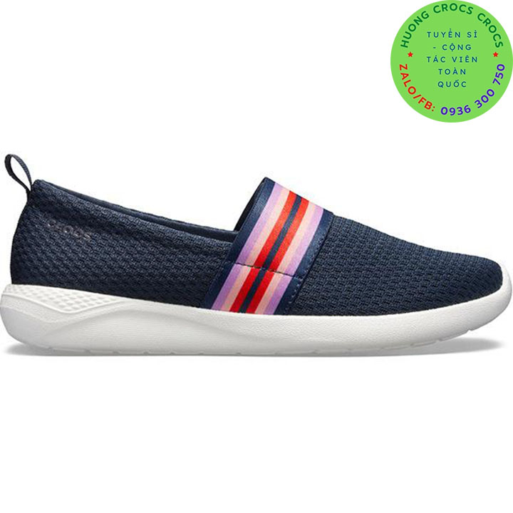 GIÀY MỌI VẢI LƯỚI CROCS LITERIDE SLIP ON CHO NỮ MÀU NAVY