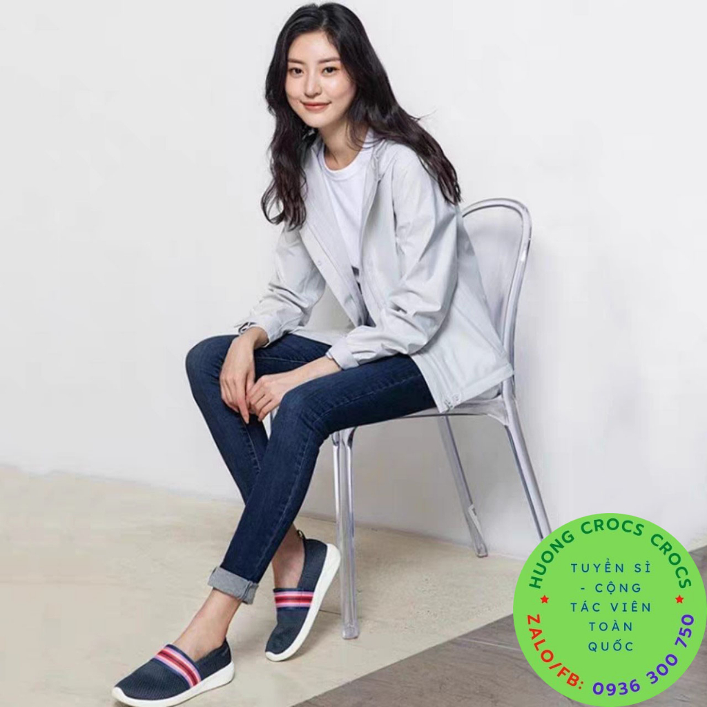 GIÀY MỌI VẢI LƯỚI CROCS LITERIDE SLIP ON CHO NỮ MÀU NAVY
