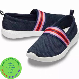 Giày mọi vải lưới crocs literide slip on cho nữ màu navy