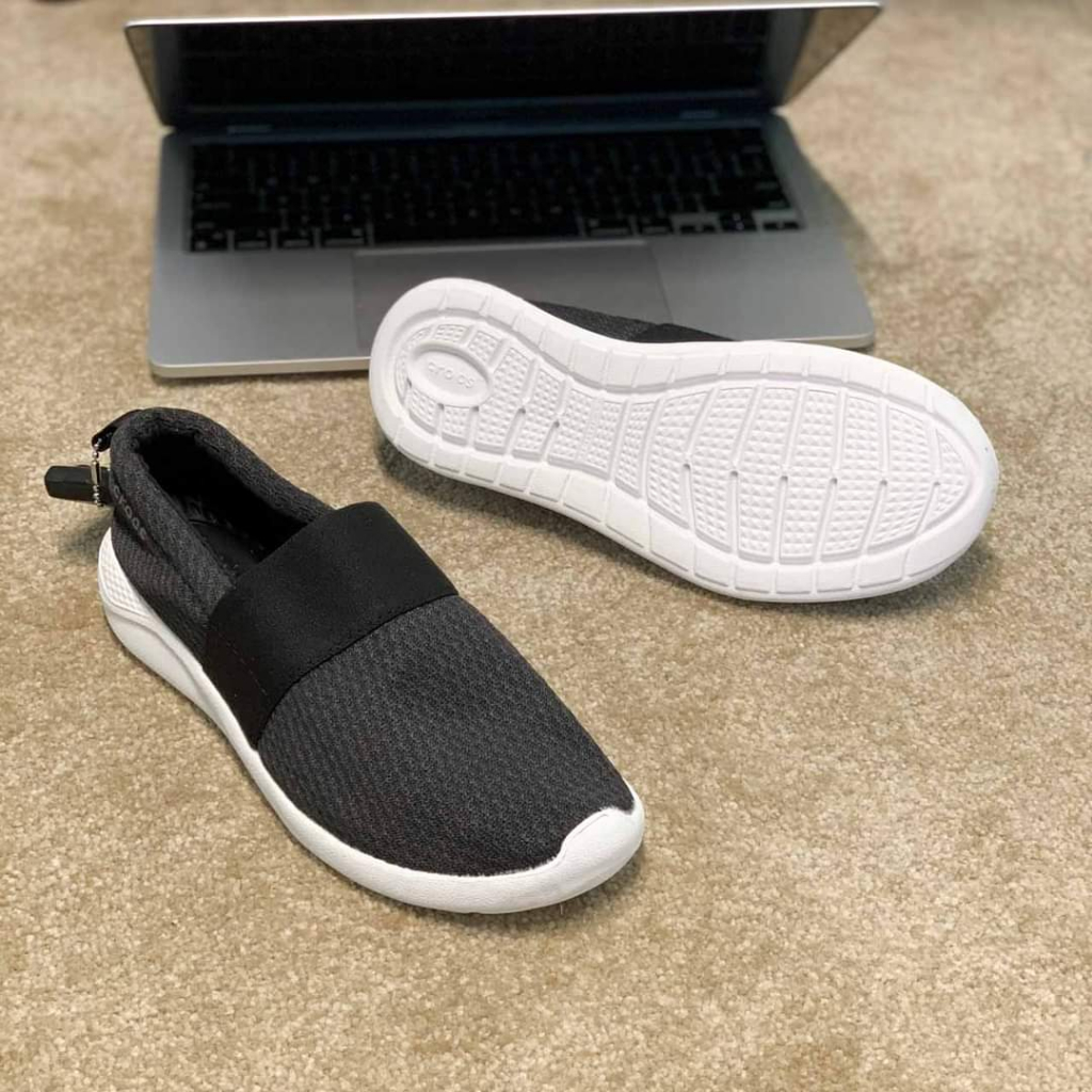 GIÀY MỌI VẢI LƯỚI CROCS LITERIDE SLIP ON CHO NỮ MÀU ĐEN