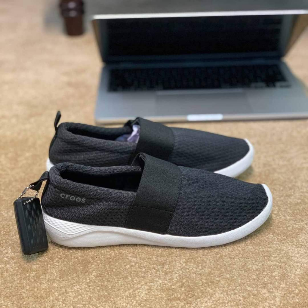 GIÀY MỌI VẢI LƯỚI CROCS LITERIDE SLIP ON CHO NỮ MÀU ĐEN