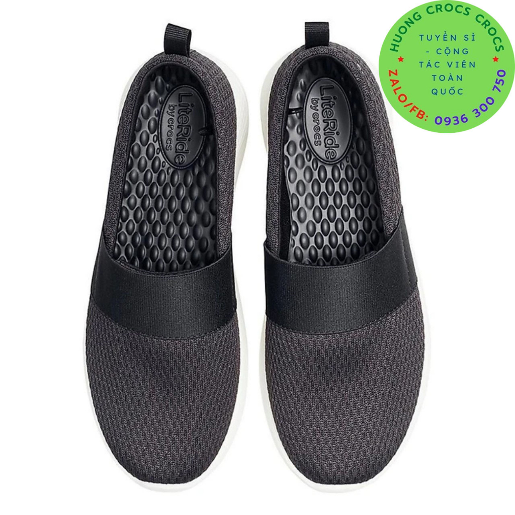 GIÀY MỌI VẢI LƯỚI CROCS LITERIDE SLIP ON CHO NỮ MÀU ĐEN