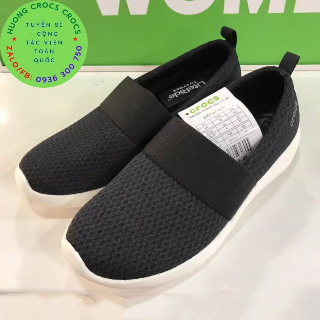 GIÀY MỌI VẢI LƯỚI CROCS LITERIDE SLIP ON CHO NỮ MÀU ĐEN