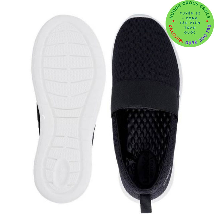 GIÀY MỌI VẢI LƯỚI CROCS LITERIDE SLIP ON CHO NỮ MÀU ĐEN