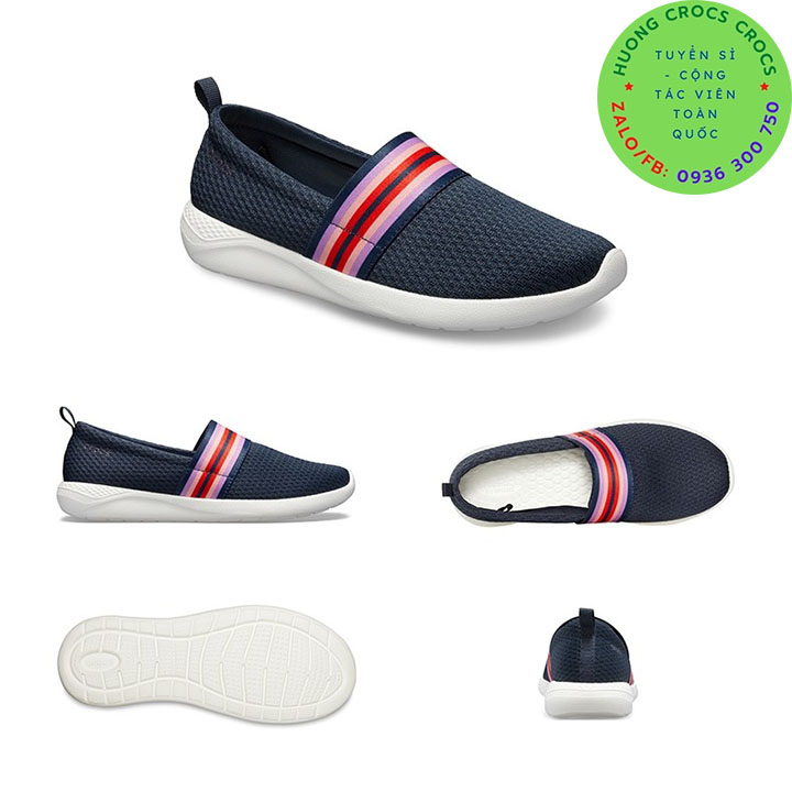 GIÀY MỌI VẢI LƯỚI CROCS LITERIDE SLIP ON CHO NỮ MÀU NAVY