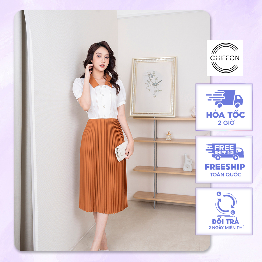Áo vest ký giả cúc ngọc diễu chỉ Chiffon