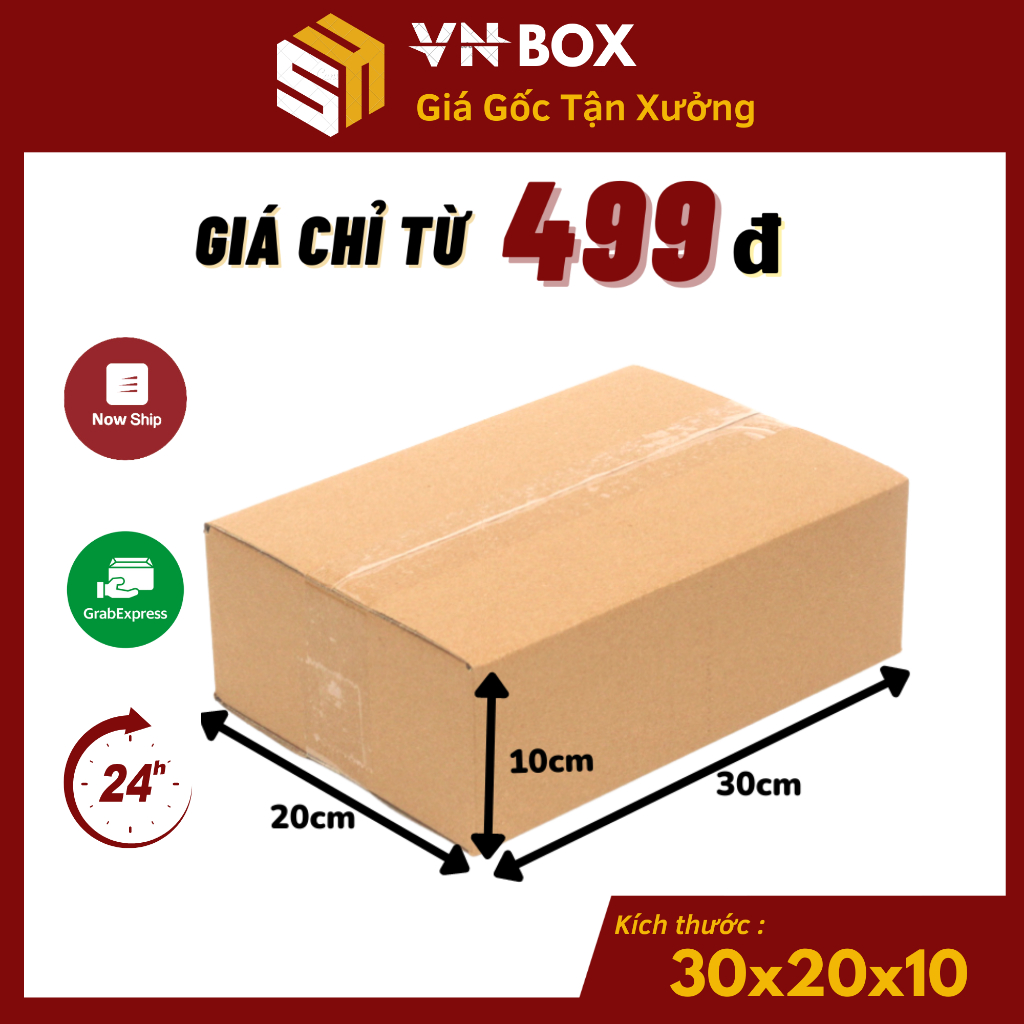 30x20x10 Combo 100 Hộp carton đóng hàng, hộp giấy gói hàng đựng giày dép, mỹ phẩm, quần áo giá xưởng tiện lợi - VN Box