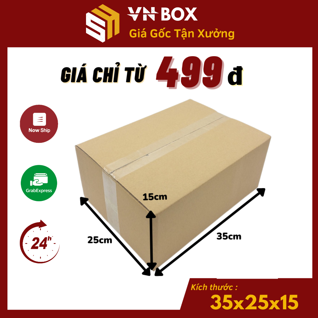 35x25x15 Combo 10 hộp carton đóng hàng, hộp giấy gói hàng - VN Box