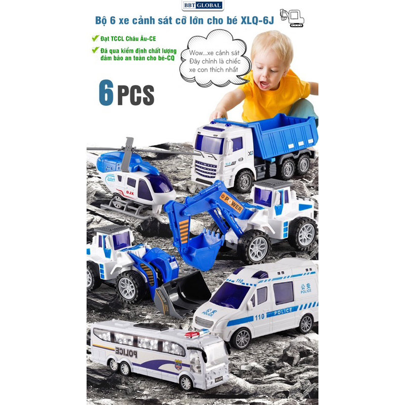 Bộ 6 xe cảnh sát cỡ lớn cho bé yêu!