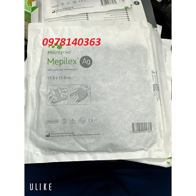 Băng vết thương Mepilex Ag kháng khuẩn,hút vết loét
