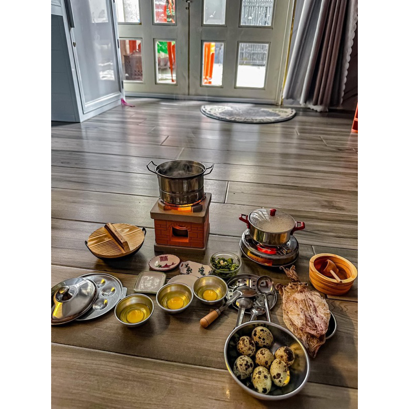 Bếp gốm Mini lục giác - nấu ăn mini - miniature cooking - Bếp vuông