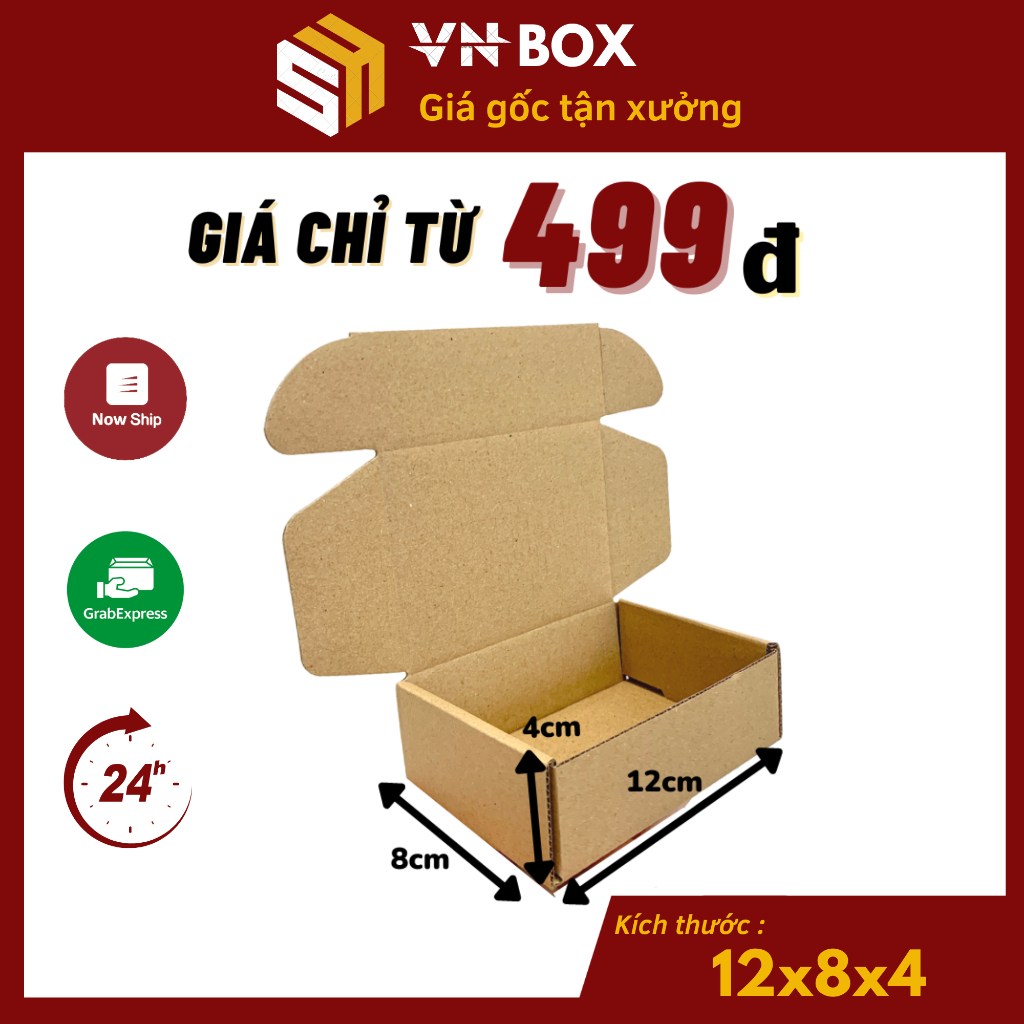 12x8x4 Hộp nắp gài pizza, hộp giấy nắp cài gói hàng phụ kiện, mỹ phẩm, nước hoa chiết quà tặng handmade giá rẻ - VN Box
