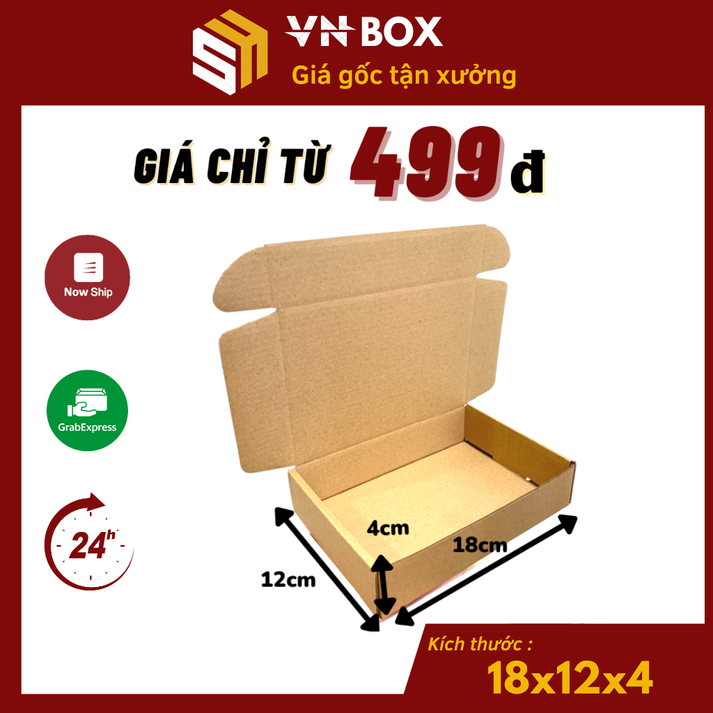 18x12x4 Hộp nắp gài pizza, hộp giấy nắp cài gói hàng phụ kiện, nước hoa chiết quà tặng handmade giá rẻ - VN Box