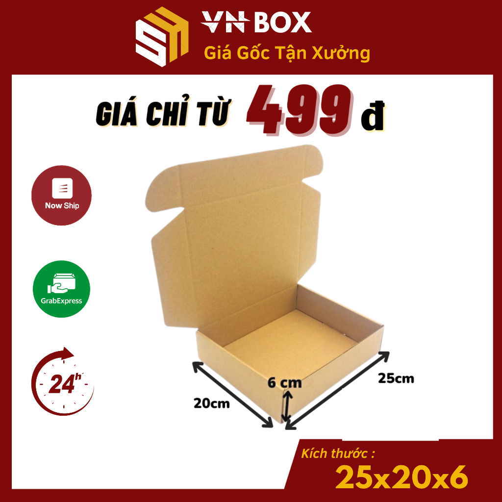 25x20x6 combo 100 Hộp nắp gài pizza, hộp giấy nắp cài gói hàng phụ kiện,mỹ phẩm,quần áo quà tặng handmade giá rẻ - VN Bo