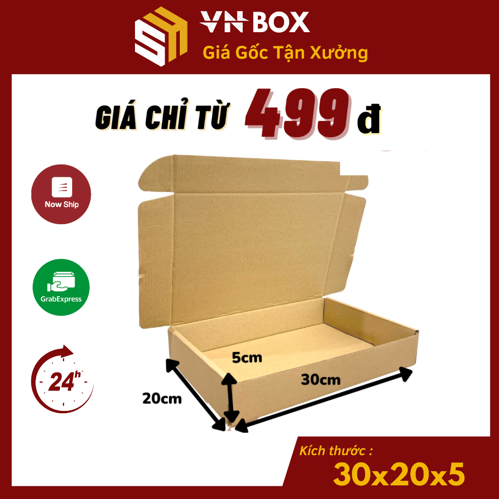 30x20x5 Combo 10 Hộp nắp gài pizza, hộp giấy nắp cài gói hàng phụ kiện,mỹ phẩm,quần áo quà tặng handmade giá rẻ - VN Box