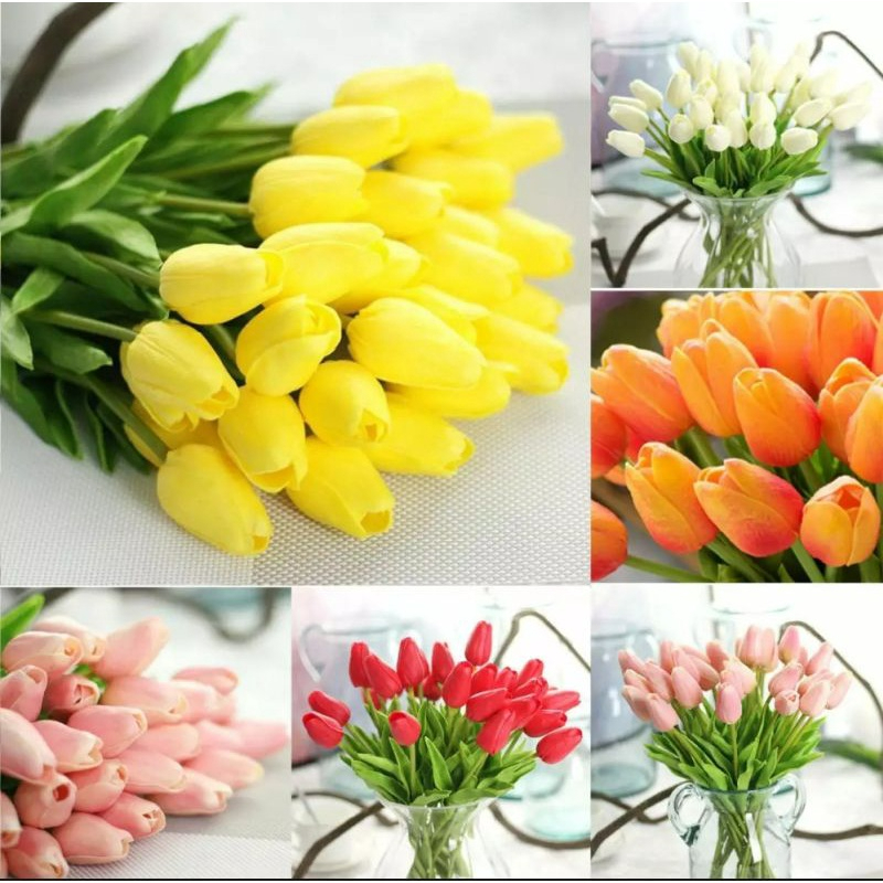 Hoa Giả, Hoa Tulip Giả Giống Thật Nhiều Màu Trang Trí Nhà Cửa, phụ kiện chụp ảnh, hoa cưới ,decor