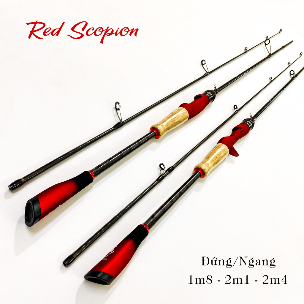 Cần câu lure Red Scopion cần lure cao cấp khoen Sic Carbon chéo 2 lớp  - Cần câu lure Bọ cạp cao cấp
