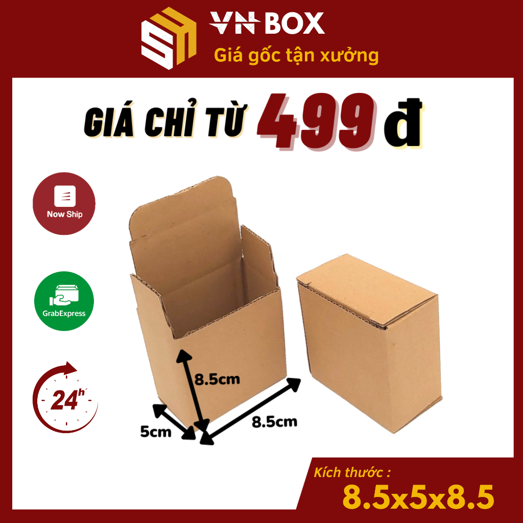 8.5x5x8.5 Combo 10 hộp carton đóng hàng size nhỏ, hộp giấy gói hàng đựng phụ kiện, đồ handmade tiện lợi - VN Box