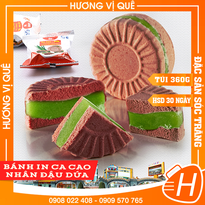 Bánh In Cacao Nhân Đậu Dứa Tân Huê Viên - TÚI 360g(6 Cái) - Đặc Sản Sóc Trăng
