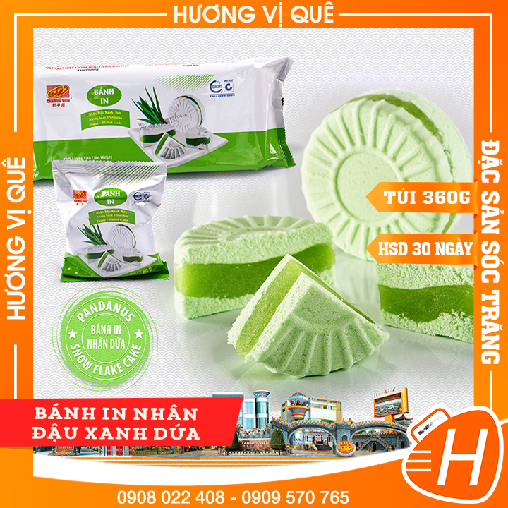 Bánh In Nhân Đậu Xanh Dứa Tân Huê Viên - Túi 360g(6 Cái) - Đặc Sản Sóc Trăng