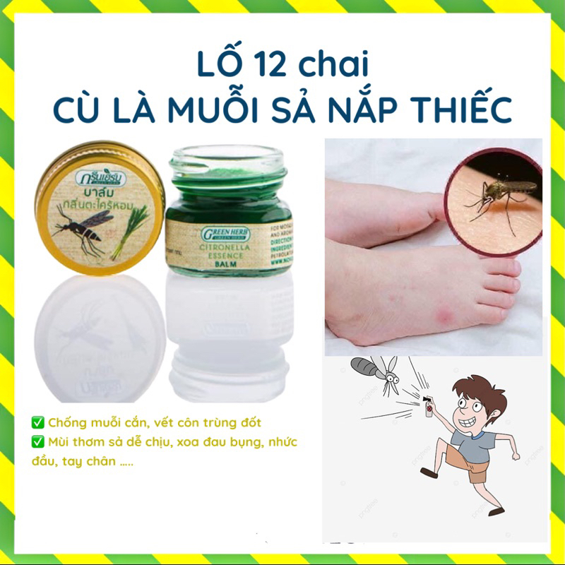 (12 Chai) Cù Là Muỗi Sả Nắp Thiếc Thái Lan Chính Hãng