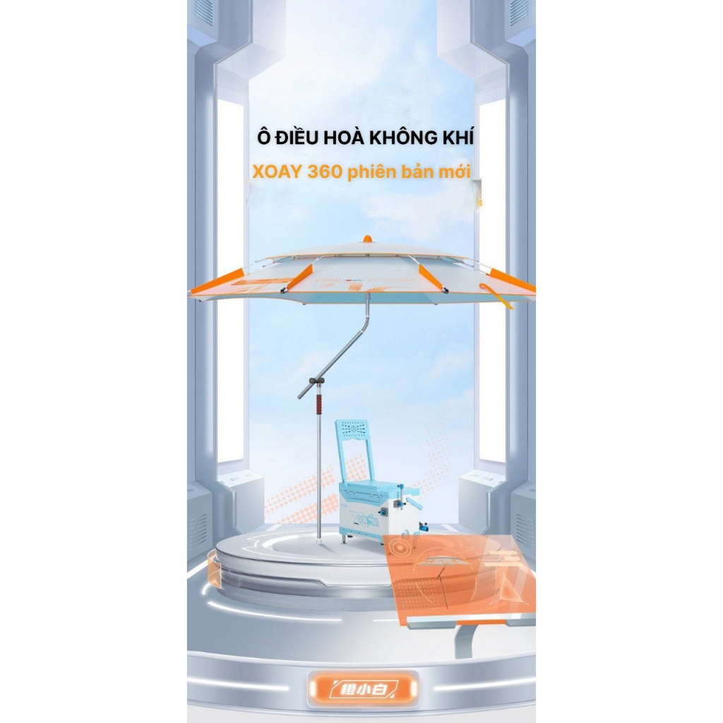 Ô xoay 360 điều hoà Màu cam trắng phiên bản Dù câu cá lớn năm 2023 2.2m- 2.4m- 2.6m