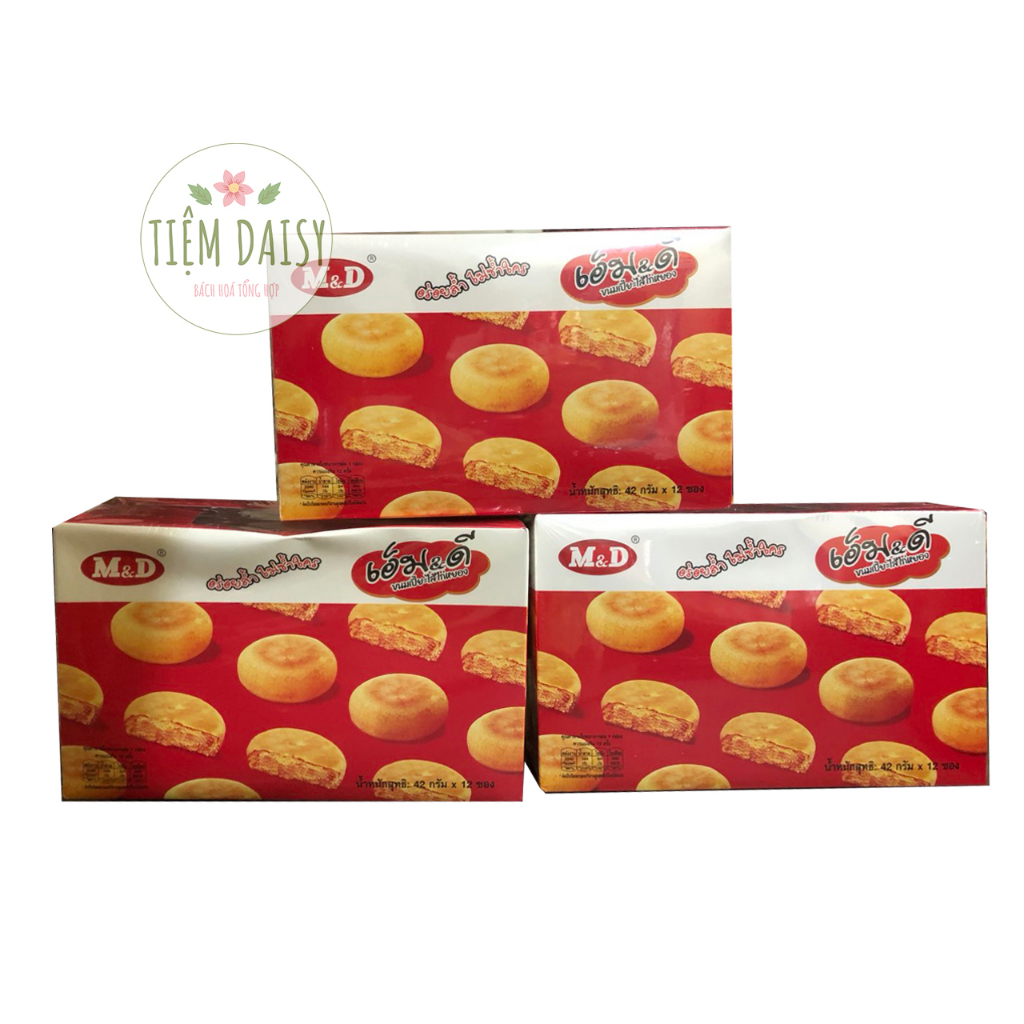 Bánh Pía/ bánh chà bông gà jambon trứng muối M&D Thái Lan 550g, đồ ăn vặt Thailand ngon rẻ