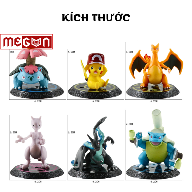 Mô Hình Nhân Vật Pokemon yêu tinh, Pikachu/Charizard Siêu Ngộ Nghĩnh, Cute - Figure Pokemon mô hình Megun