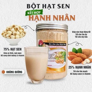 Bột hạt sen hạnh nhân nguyên chất không đường senfarm 400g