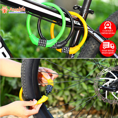 Khóa Xe Đạp Thể Thao Chống Trộm Nhỏ Gọn 40cm – Chọn Màu – Bộ Khóa Xe Máy 4 Số Treo Yên Xe Bỏ Cốp Xe Chính Hãng Amalife