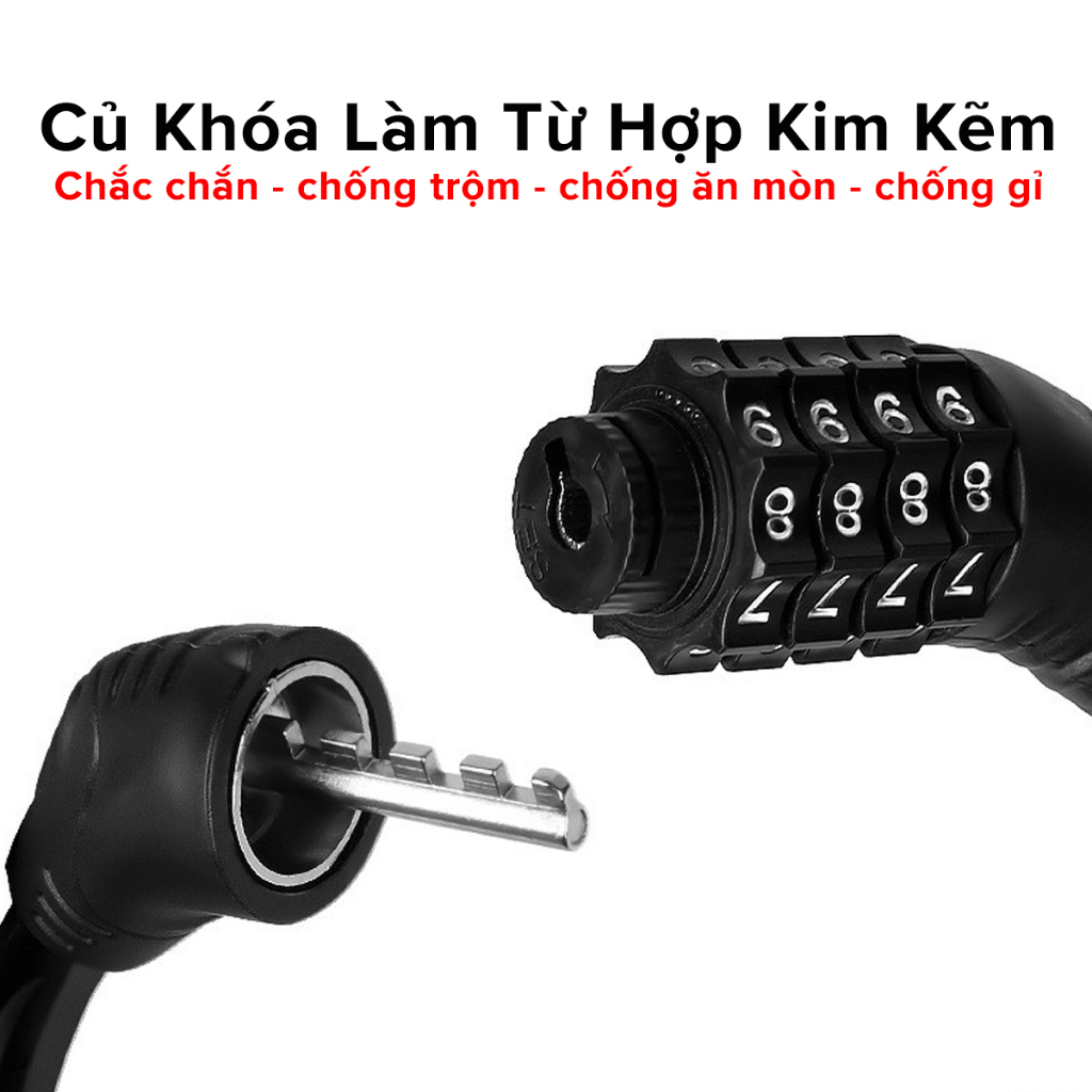 Khóa Xe Đạp Thể Thao Chống Trộm Nhỏ Gọn 40cm – Chọn Màu – Bộ Khóa Xe Máy 4 Số Treo Yên Xe Bỏ Cốp Xe Chính Hãng Amalife