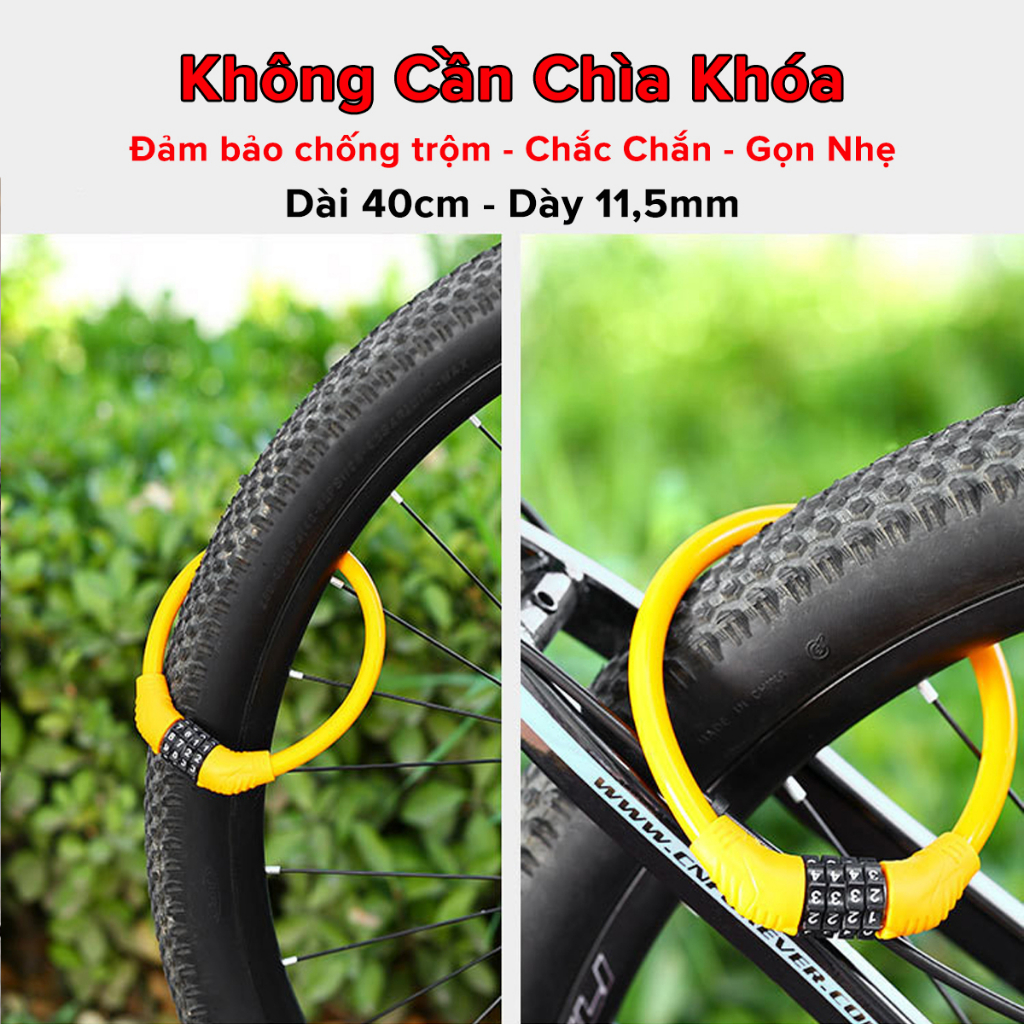 Khóa Xe Đạp Thể Thao Chống Trộm Nhỏ Gọn 40cm – Chọn Màu – Bộ Khóa Xe Máy 4 Số Treo Yên Xe Bỏ Cốp Xe Chính Hãng Amalife