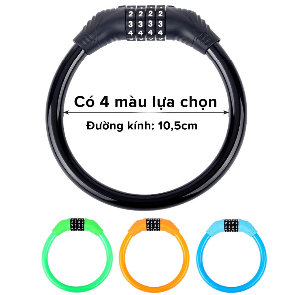 Khóa Xe Đạp Thể Thao Chống Trộm Nhỏ Gọn 40cm – Chọn Màu – Bộ Khóa Xe Máy 4 Số Treo Yên Xe Bỏ Cốp Xe Chính Hãng Amalife