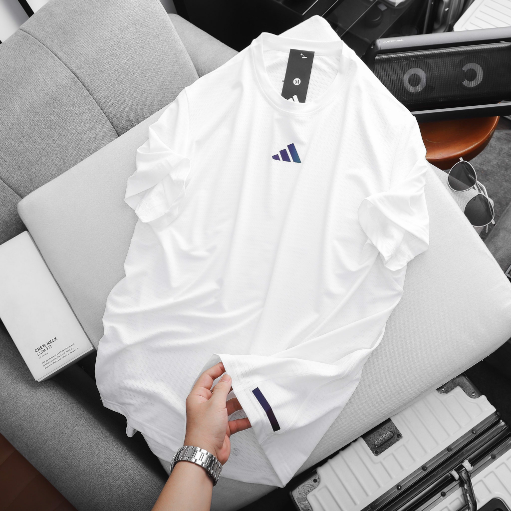 Áo Thun Lạnh Thể Thao Nam Adidas 3 Lá Basic LOGO NGỰC PHẢN QUANG Chất Liệu Dệt Kim Cực Mát Siêu Khô 3 Màu