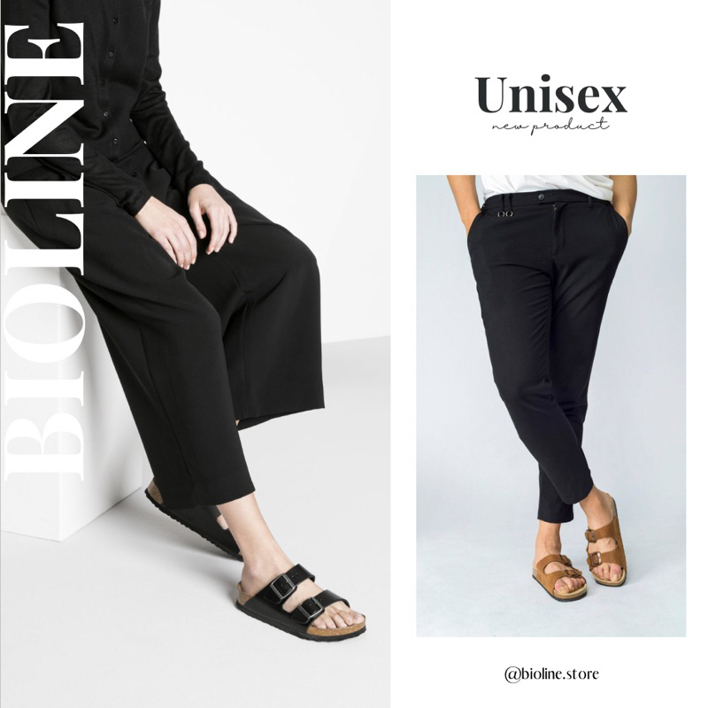 D01-Dép đế trấu da bò quai ngang Birken Bioline Unisex