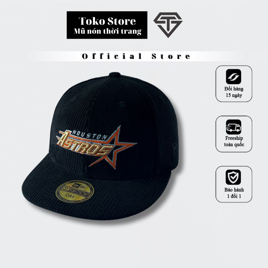 Mũ Snapback lưỡi bằng màu đen thêu logo Astros, Nón Snapback Astros lưỡi bằng siêu đẹp, Freesize, Full hộp