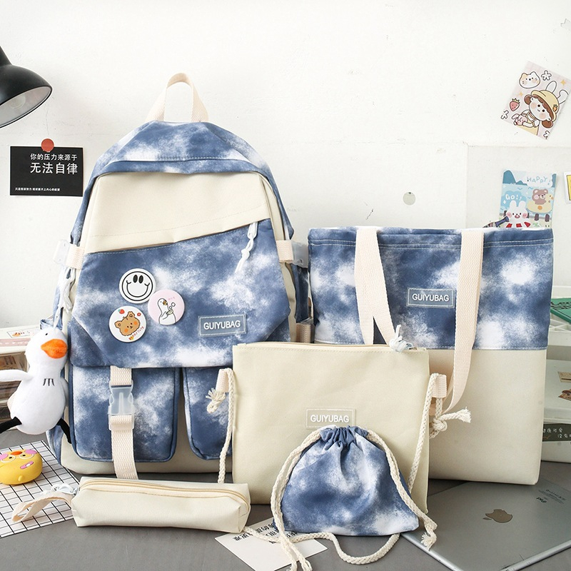 Set 5 Món Balo Unisex Họa Tiết Galaxy Thời Trang